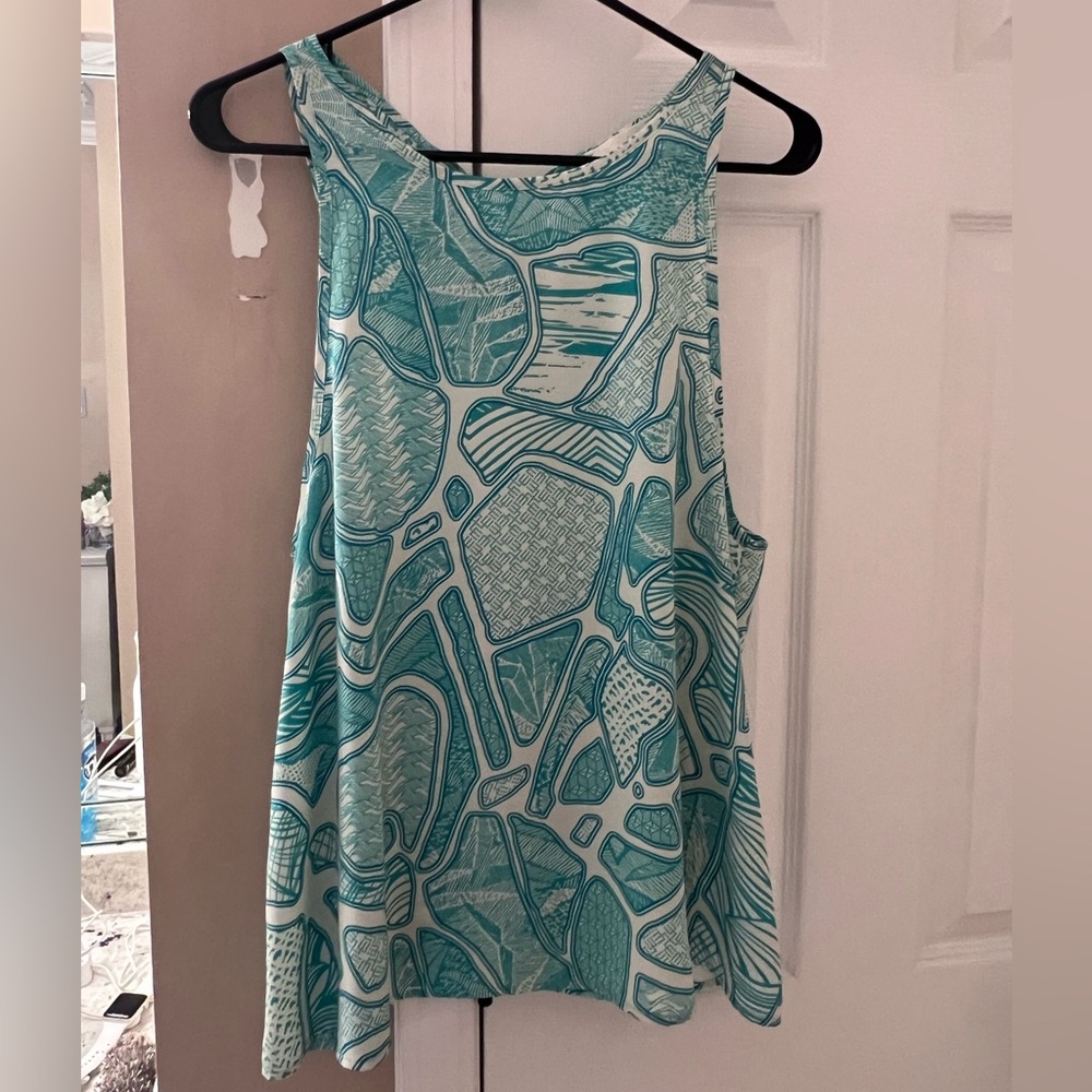 Teal Patterned Sleeveless Top